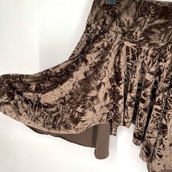 Urban Outfitters Silence + Noise Willa Crushed Velvet Skirt Brown Womens Sz XS - Picture 2 of 12